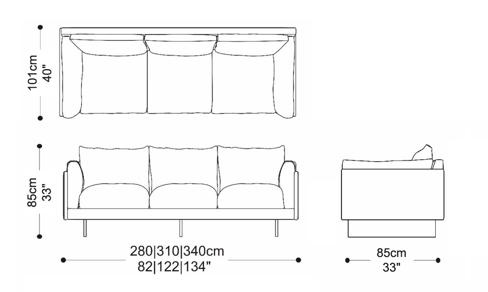 Image of the main dimensions of the product